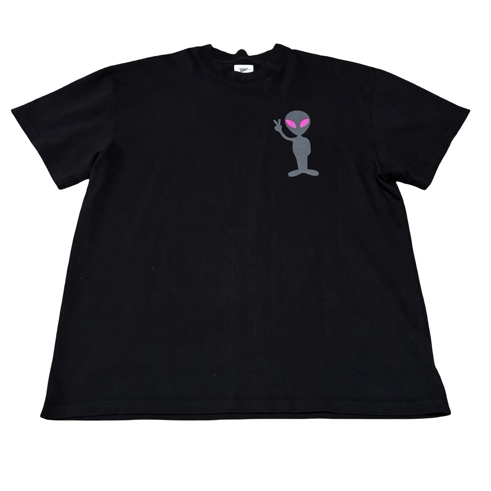 Sneaker Politics Men's Alien Peace Logo Short Sleeve Sweater Black Cotton XXL